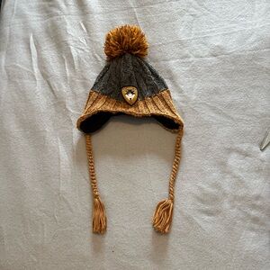 Deux par Deux Kids Charcoal Mustard Pom Pom Hat